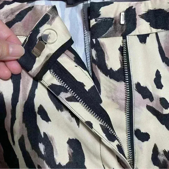 Natori Lynx Cotton Sateen Pant 10 Taupe Chic Maximalism Animal Print Tapered NWT - Picture 7 of 10